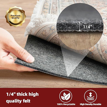 BAGAIL Felt and Natural Rubber Backing Rug Pads 1/4” Thick, 8 x 10 Ft Non Slip - Image 3