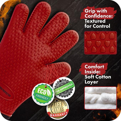 KITCHEN PERFECTION S Silicone Smoker Oven Gloves -Extreme Heat Resistant BBQ - Image 4