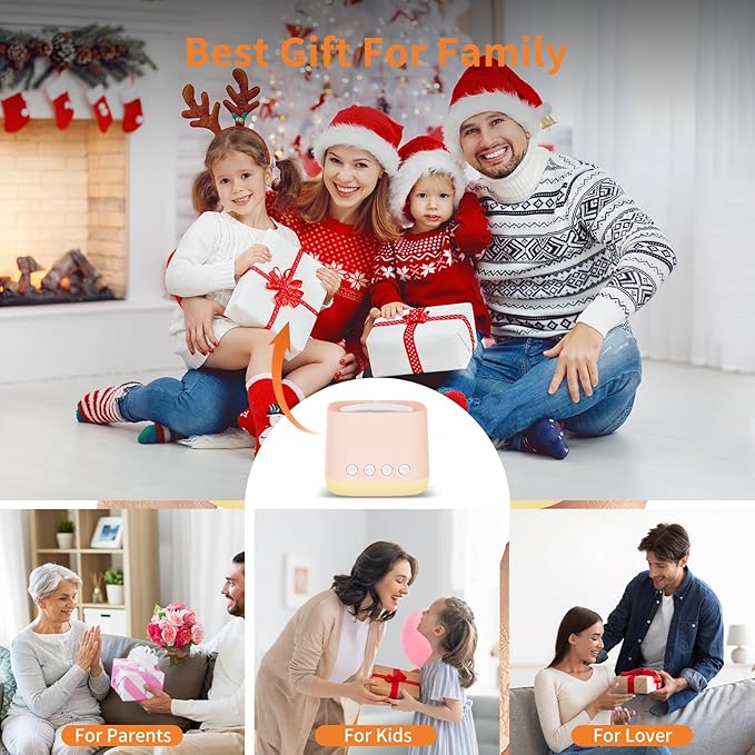 Portable White Noise Machine,Mini Sound Machine for Travel with Breathing Night Light,16 Soothing Sounds,Timer,Rechargeable Brown Noise Machines for Sleeping Adults Gift,Office Privacy,Home (Orange)