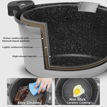 ROSSETTO 8.5QT Pasta Pot with Strainer Lid, Self-Draining Cooking Pot with - Image 3