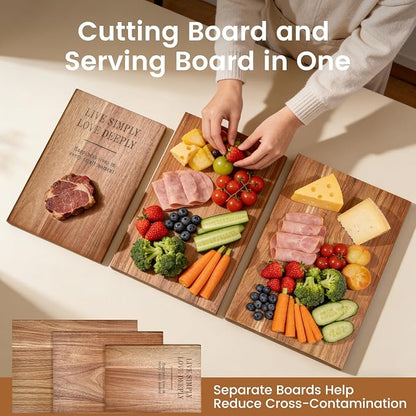 Book cutting board Set of 3, Acacia Wood Chopping Board - Image 4
