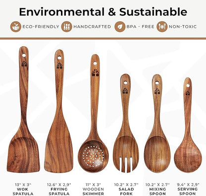 Wooden Spoons for Cooking – Wooden Kitchen Utensils Set - Image 4