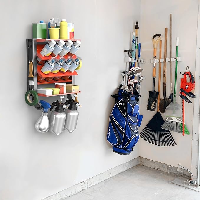 Ultrawall Spray Can Holder Rack, Heavy Duty Steel Wall Mounted Spray Bottle Holder, Garage Tool Utility Storage Rack, Holds 100 lbs