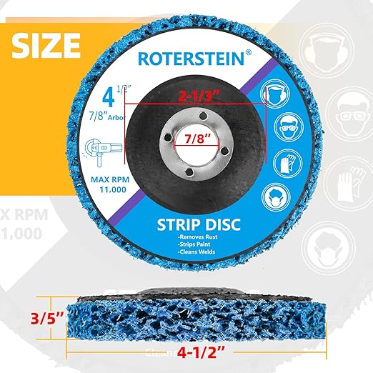 10 Pack Strip Discs Stripping Wheel 4.5 inch for Angle Grinder Clean and Remove Paint Coating Rust Welds Oxidation (4-1/2" x 7/8")