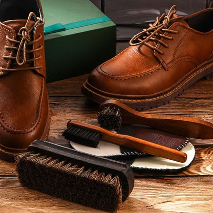 6 Pcs Horsehair Shine Shoes Brush Kit Polish Dauber Applicators Cleaning - Image 7