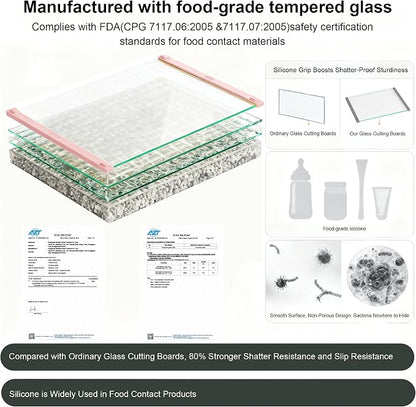 2PCS Glass Cutting Board with Silicone Grip, 80% Stronger Shatter Resistance - Image 7