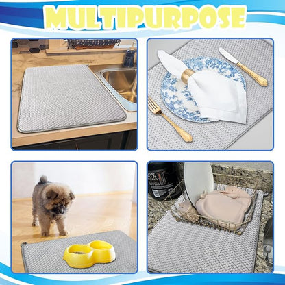 3 Pack Microfiber Dish Drying Mat, 24 x 17 inch Super Absorbent Drying Pad - Image 7