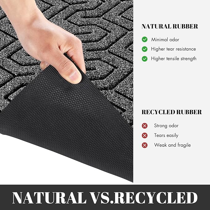 Yimobra Extra Large Door Mat Outside Entrance 60x32, Waterproof Heavy Duty Outdoor Mats for Front Door, Non Slip Rubber Entry Mat for Garage Patio, Easy Clean, Mix Grey