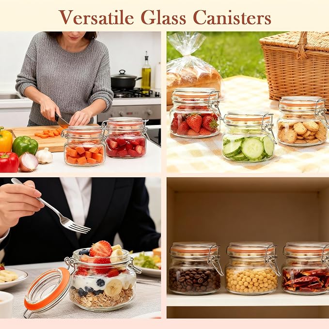 16 oz Glass Jars With Airtight Lids And Leak Proof Rubber Gasket, Wide Mouth - Image 6