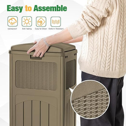 Flamaker 30 Gallon Trash Can, Resin Outdoor Garbage Can - Image 4