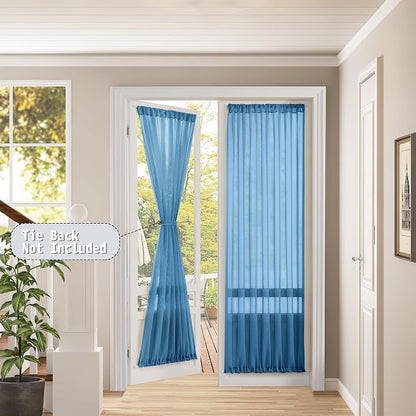 Tollpiz Sheer Door Curtain Closet Linen Textured Curtain Sheers Doorway Light - Image 2