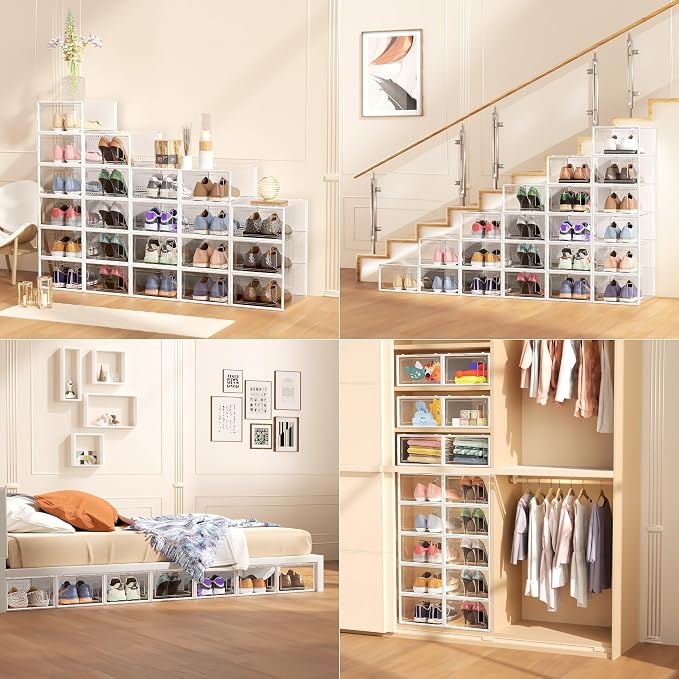 Secret Space 12 Pack XX Large Shoe Organizer Storage Boxes - Image 7