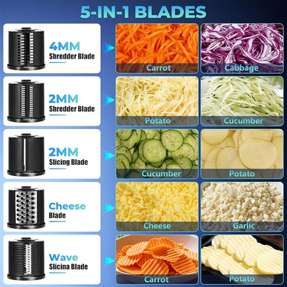 5-IN-1 Electric Cheese Grater, 800W Stainless Steel Electric Salad Machine - Image 8