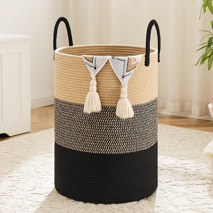 Laundry Basket, Woven Cotton Rope Laundry Hamper, 40L by Artfeel