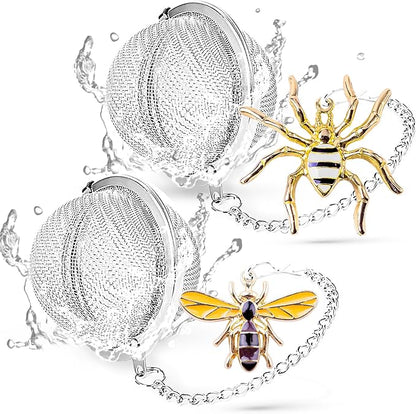 Tea Infuser 2 pcs TeaSanavie Tea Strainer Handmade Honey Bee & Spider Loose by TeaSanavie