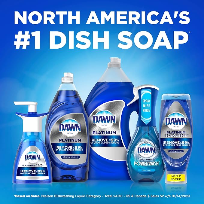Dawn Platinum Dishwashing Liquid Dish Soap, Refreshing Rain Scent, 14.6 fl oz - Image 7