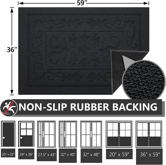 FONEYI Indoor Door Mat 36" x 59", Dirt Trapper Door Mats Non-Slip Entryway Rugs - Image 2