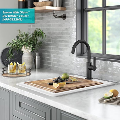 KRAUS Bellucci 18-inch Granite Workstation Drop In Top Mount Single Bowl Kitchen Sink in White with Accessories, KGTW12-18WH