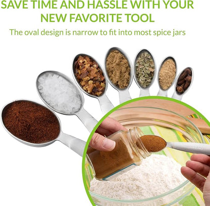 Spring Chef Stainless Steel Measuring Spoons Set of 7, Oval Metal Teaspoon & - Image 4