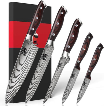 SHAN ZU Japanese Chef Knife Set 5 PCS, High Carbon Stainless Steel Ultra Sharp by SHANZU