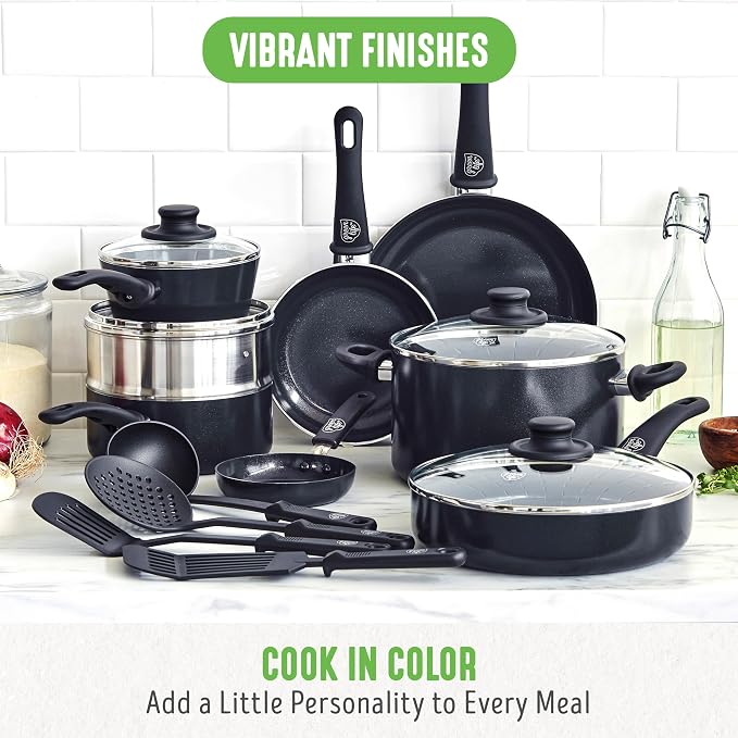 GreenLife 16 Piece Nonstick Cookware Set, Soft Grip Non-Toxic PFAS-Free Ceramic - Image 5