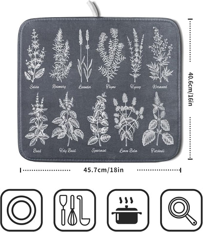 Flower Herbs Dish Drying Mat Wild Plant Dish Rack Mat - Image 2