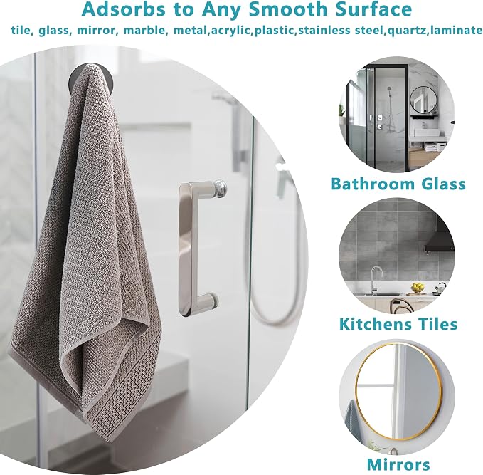 Suction Cup Hooks for Shower, Removable No Drill Towel Hooks, Upgraded 15 lbs - Image 4