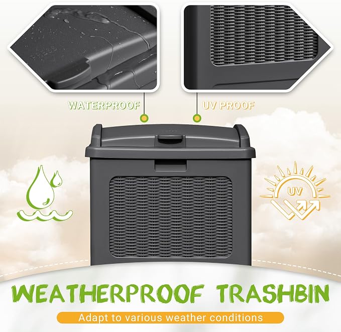 YESHOMY 33 Gallon Resin Outdoor Trash Can - Image 4