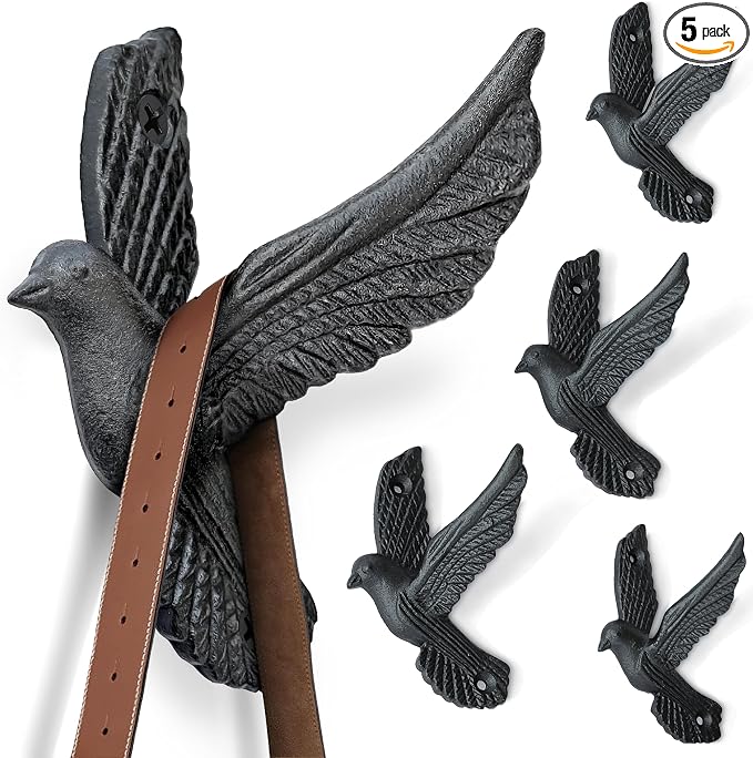 Ambipolar Flying Style Iron Cast Decorative Pigeon Bird Wall Mounted Coat Hooks by Ambipolar