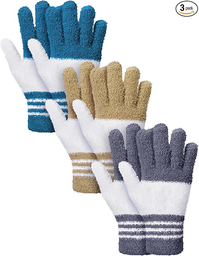 Patelai 3 Pairs Microfiber Plant Dusting Gloves Leaf Cleaning Gloves for Indoor Plants, Blinds, Furniture, House(Small,Dark Blue, Gray, Khaki, White)