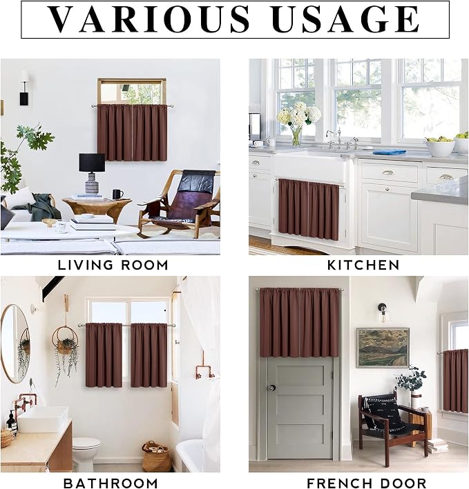RYB HOME Small Curtains for Bathroom Window, Heavy Duty Thick Privacy Panels - Image 7