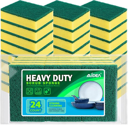 AIDEA Sponges Kitchen, 24 Pack Heavy Duty Dish Sponge, Cleaning Dish Scrubber by AIDEAHOME
