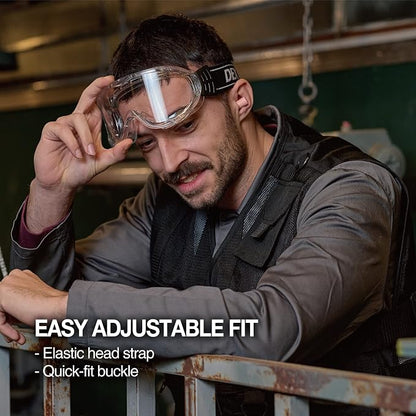 DEX FIT Protective Safety Goggles SG220A; OTG Over Glasses Fit, Anti Fog & - Image 7