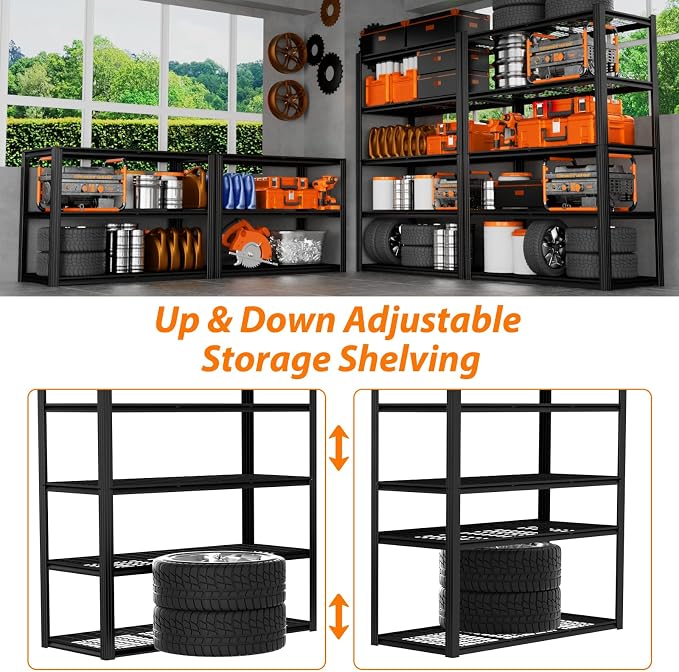 ROOMTEC 48" W Garage Shelving Heavy Duty, 2800LBS Storage Shelves, 5-Tier - Image 6
