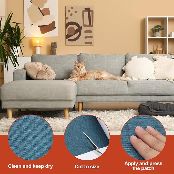 PATIKIL 70x4.4 Inch Linen Repair Tape, Repair Fabric Patch Self Adhesive Couch Patch Line Repair Patch for Furniture Sofa Car Seats Office Chairs, Dark Blue