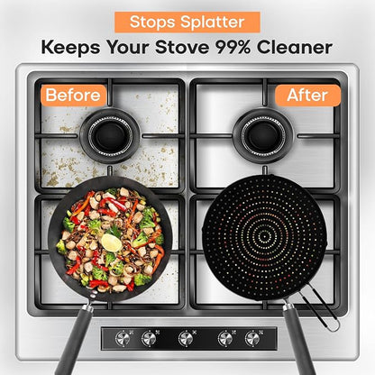 Splatter Screen for Frying Pan | USA Brand | 13-Inch Black, Fit Pans Silicone - Image 2