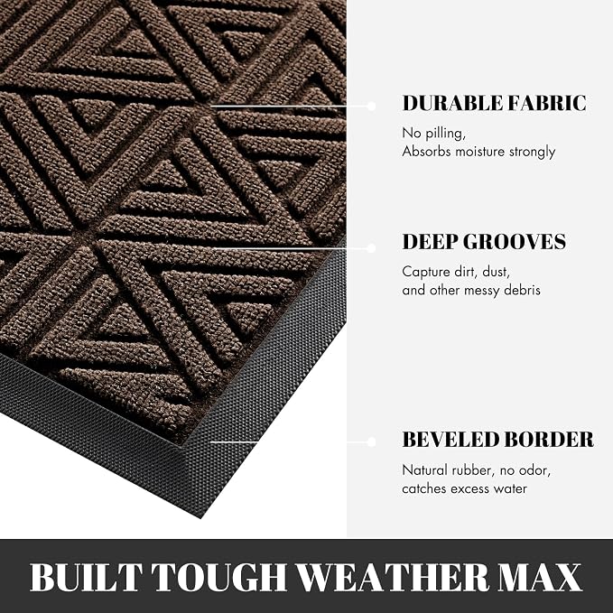 Yimobra Large Door Mat 36x24, All-Weather Waterproof Non-Slip Welcome Matt - Image 2