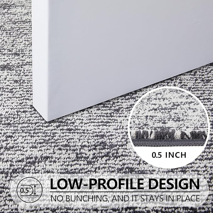 REFETONE Indoor Doormat, Front Door Mat 32"x48" Absorbent Rubber Backing Non Slip Back Door Mats, Washable Low-Profile Inside Floor Mat Door Rugs for Entryway, Resist Dirt Mud Mat for Dogs, Dark Grey