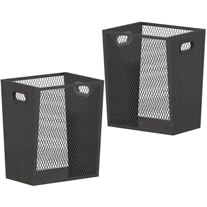 Piskyet Black Office Trash Can for Near Desk, 7 Gallon Unique Wood Bedroom by Piskyet