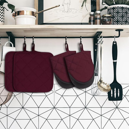 Oven Mitts and Pot Holders Set, Heat Resistant Silicone Kitchen Mini Oven - Image 7