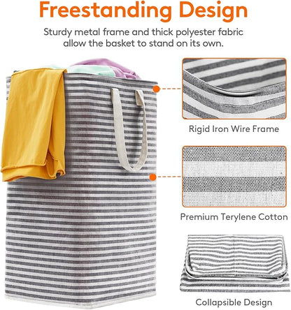 Lifewit 2 Pack Laundry Hamper Large Collapsible Laundry Baskets, Freestanding Waterproof Clothes Hamper with Easy Carry Handles in Laundry Room Bedroom Bathroom College Dorm for Adults, Black, 2 x 80L