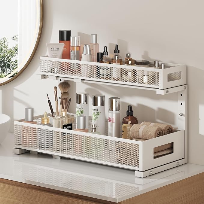 1 Pack 20.47IN Depth Under Sink Storage Organizer, Large 2-Tier Elegant Mesh - Image 7