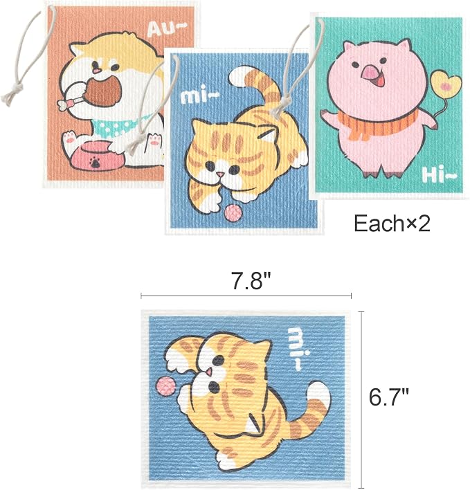 JOYMOOP Cartoon Cellulose Cleaning Cloth, Reusable Absorbent Dish Towels - Image 6