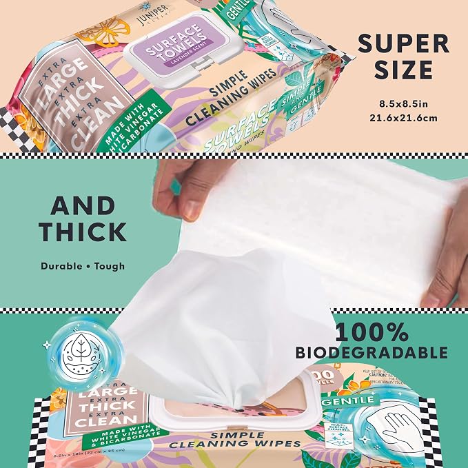 Single Surface Cleaning Wipes Bleach Free, Thick & Large Dispose, All-Purpose - Image 3