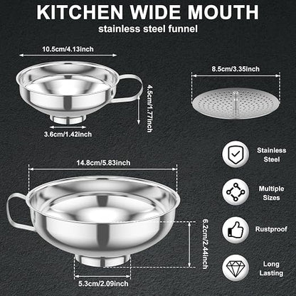 3 Piece Stainless Steel Canning Funnel Set - Image 2
