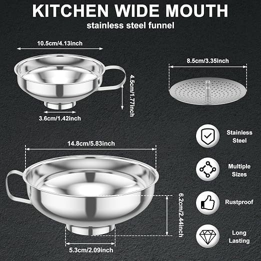 6 Piece Stainless Steel Canning Funnel Set - Image 2
