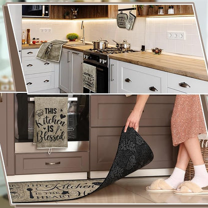 Fourluoo 10 Pcs Farmhouse Kitchen Decor and Accessories Set 4 Kitchen Towels 2 - Image 4