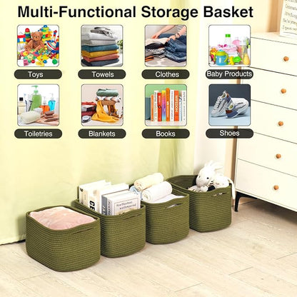 Storage Basket for Shelves, Small Baskets for Organizing, Woven Cotton Rope - Image 4