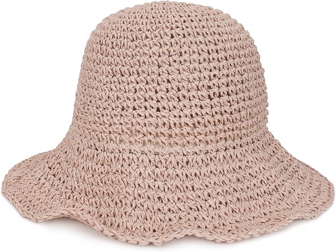 Womens Wide Brim Straw Sun Hat Foldable Floppy Crochet Beach Hat for Summer