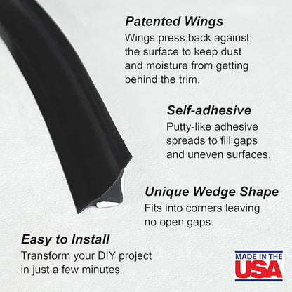 InstaTrim The Original Flexible Trim - 50ft Black 1/2" Wide Caulk Tape - - Image 2
